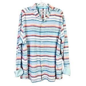 Tommy Bahama Barbados Breeze Stretch Mens XL Linen Blend Striped Shirt Multi